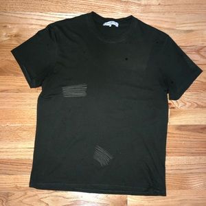 Sandro Khaki Green Destroyed Tshirt